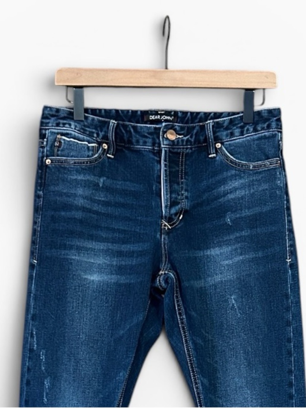 Dear John American Classic Straight Leg Button Fly Distressed Denim Jeans Sz 27 - Picture 5 of 10